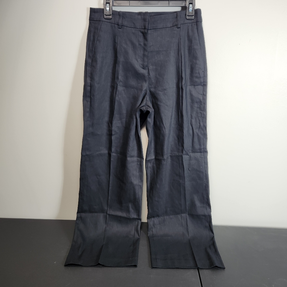 J Crew Factory Linen Blend Wide Leg Black Pants